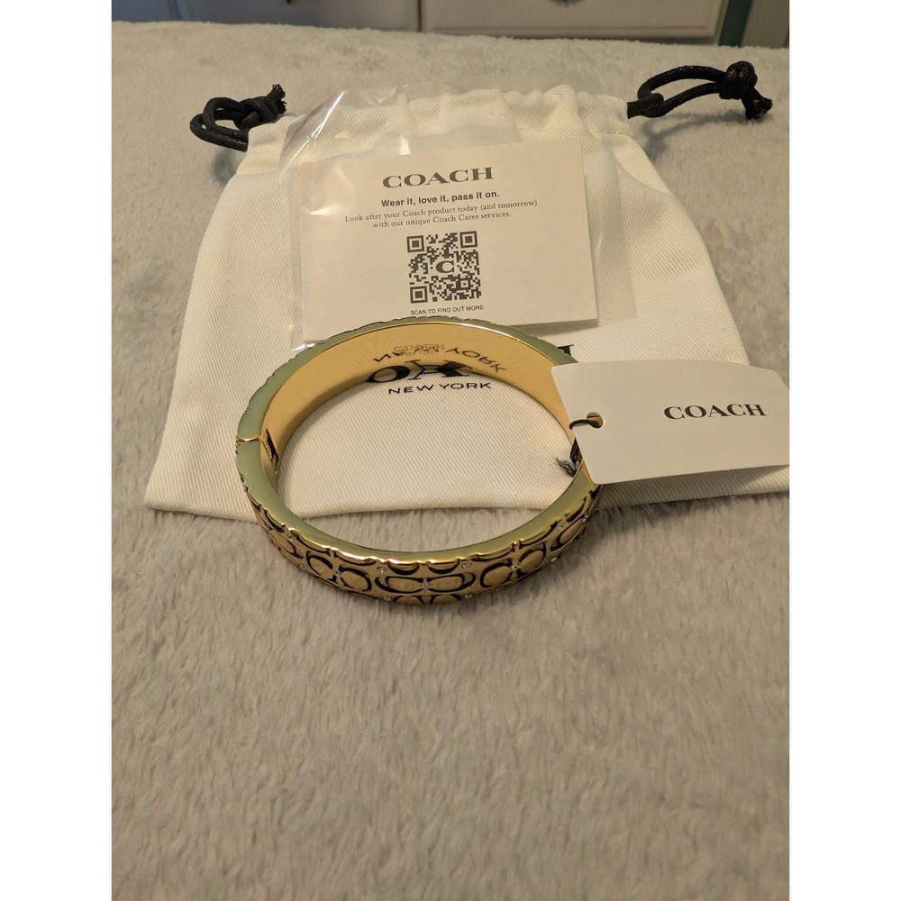COACH GOLD KISSING Logo C HINGED BANGLE BRACELET